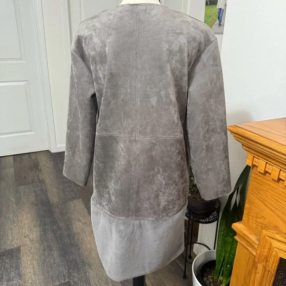 Zara jacket faux suede fur gray small preowned - Picture 5 of 12